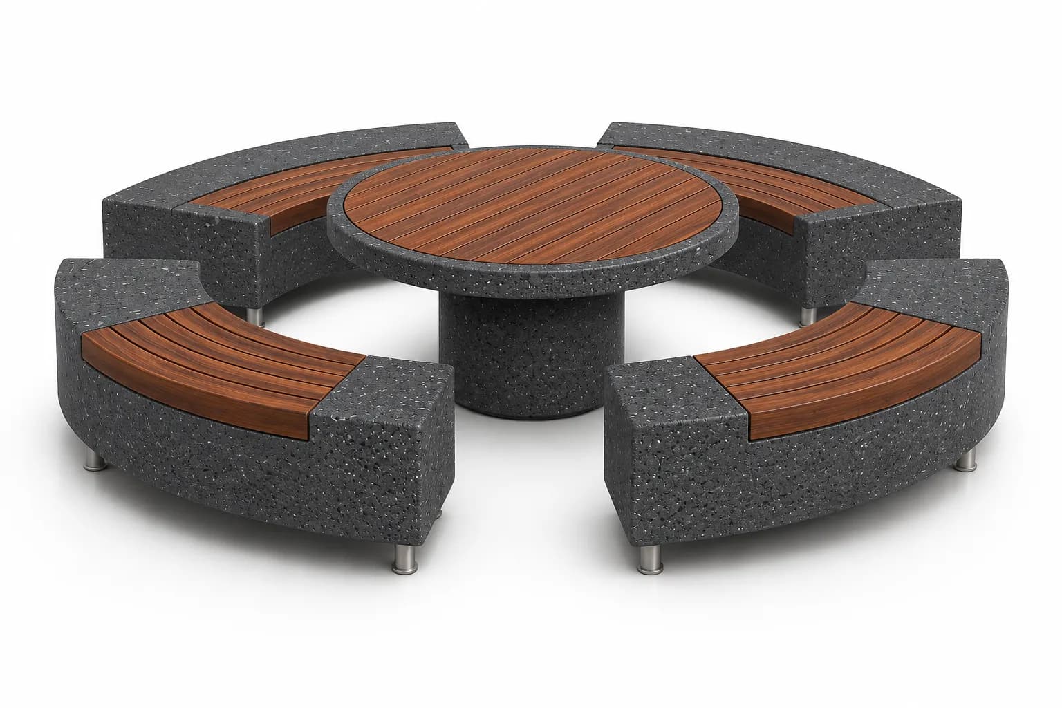 Auro Loop Bike Parking — 3/4 perspective — basalt concrete + sapelli